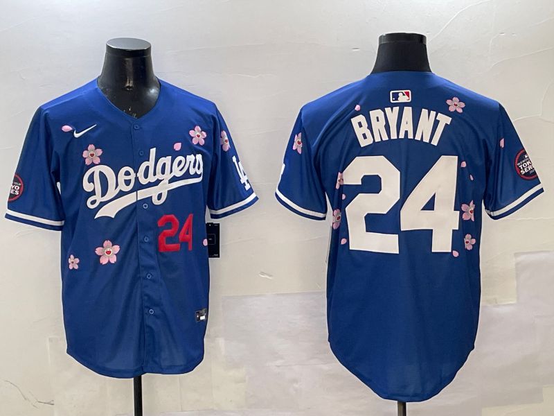 Men Los Angeles Dodgers #24 Bryant Blue Sakura Edition 2025 Nike MLB Jersey style 6